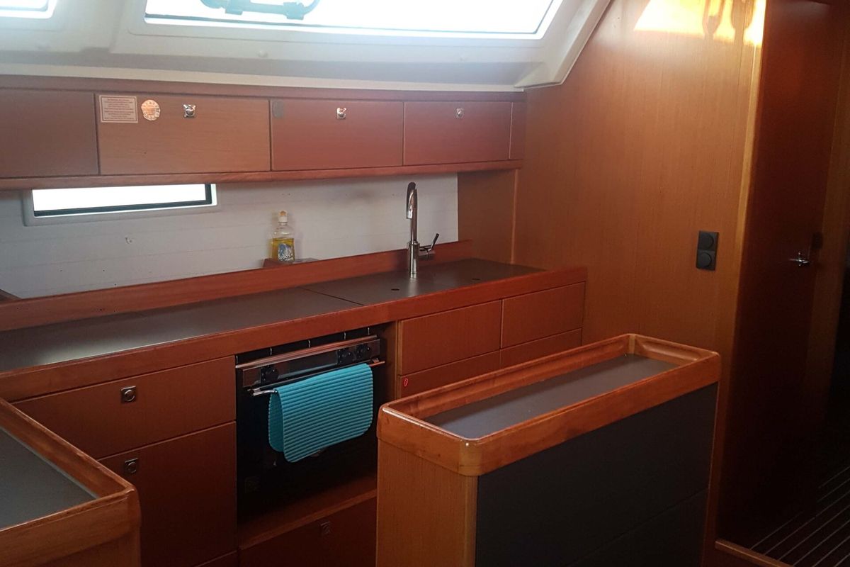 Galley of Diana I, a Bavaria 46 sailboat at Punat, Croatia