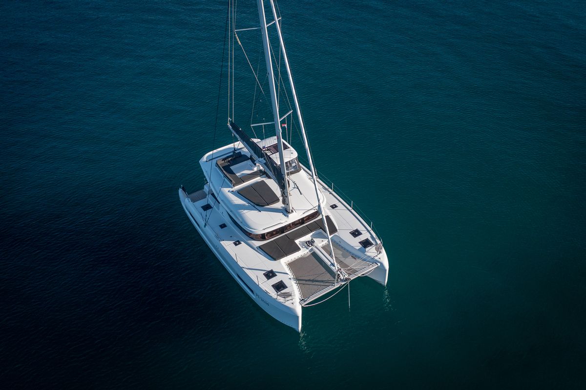 Exterior view of Fox, a Lagoon 43 catamaran at Seget Donji, Croatia