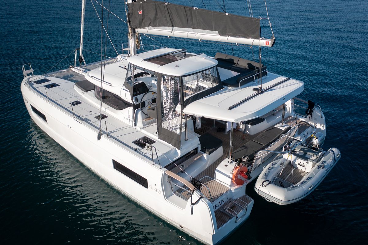 Exterior view of Fox, a Lagoon 43 catamaran at Seget Donji, Croatia