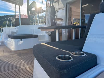 Deck of Fox, a Lagoon 43 catamaran at Seget Donji, Croatia
