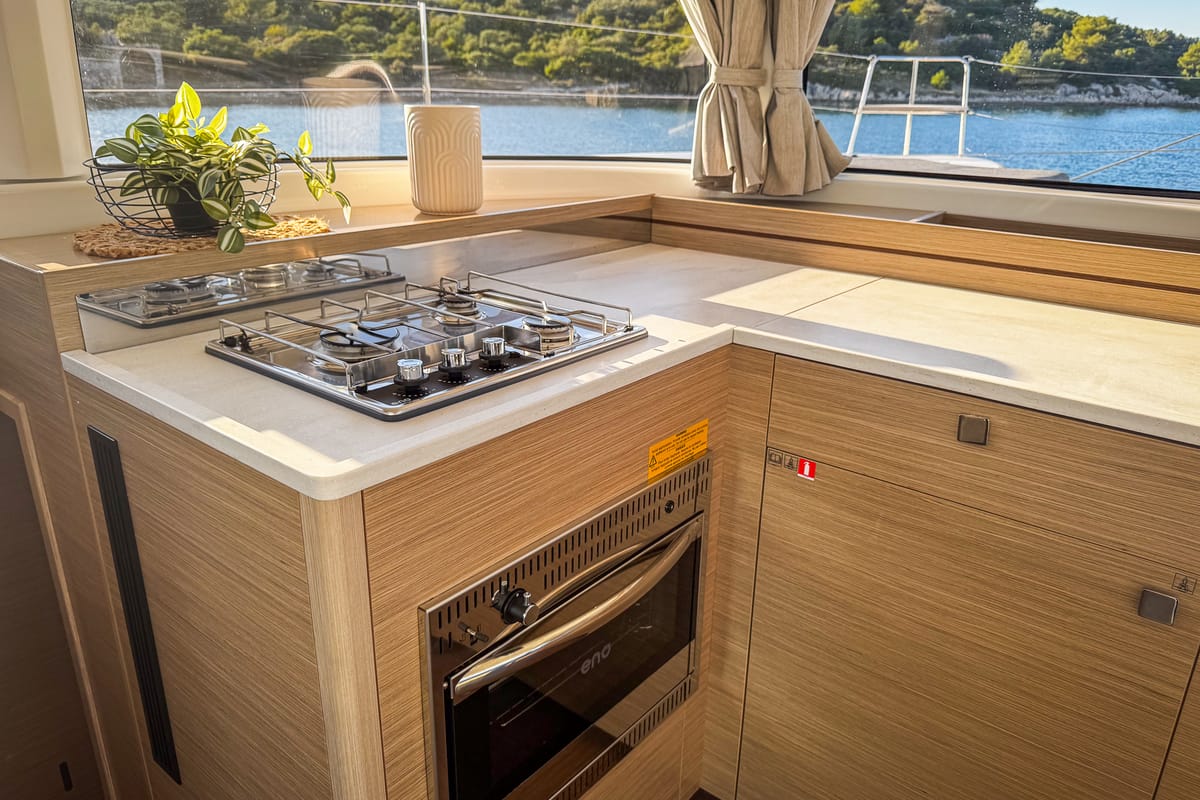 Galley of Fox, a Lagoon 43 catamaran at Seget Donji, Croatia