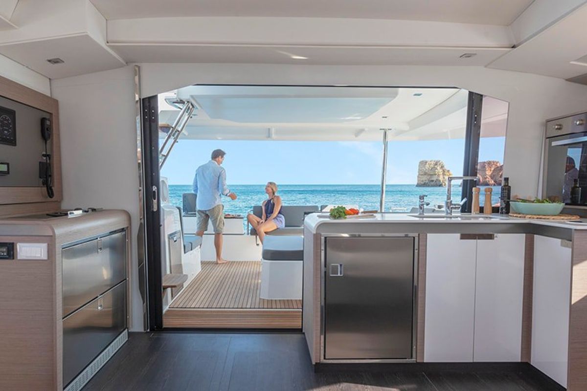 Galley of Two Phish, a Fountaine Pajot Elba 45 catamaran at Road Town, British Virgin Islands