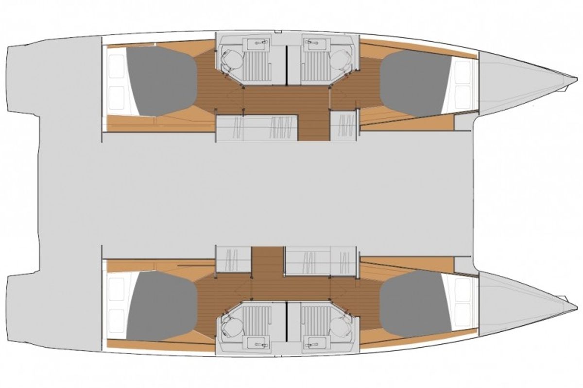 Floor plan of Timeless Planet, a Fountaine Pajot Astréa 42 catamaran at Marsala, Italy