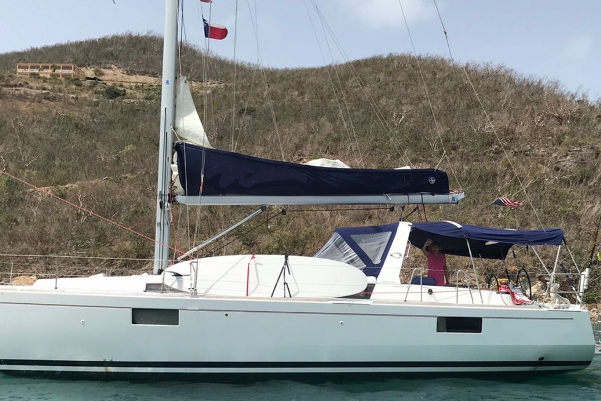 Exterior view of Jada, a Beneteau Oceanis 48 sailboat at Road Town, British Virgin Islands