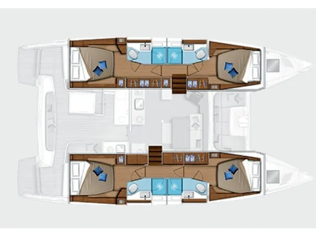 Floor plan of Alexandra, a Lagoon Lagoon 46 catamaran at Athens, Greece