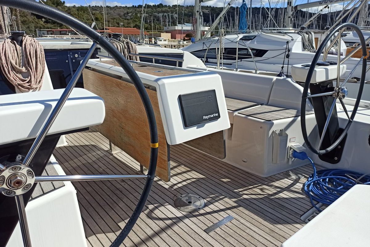 Cockpit of Esko (ex Manca), a Dufour 390 GL sailboat at Grad Pula, Croatia