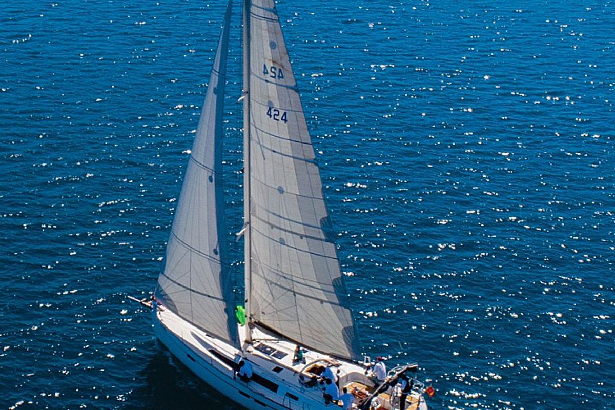 Exterior view of Altair, a Bavaria Cruiser 46 sailboat at Kotor, Montenegro