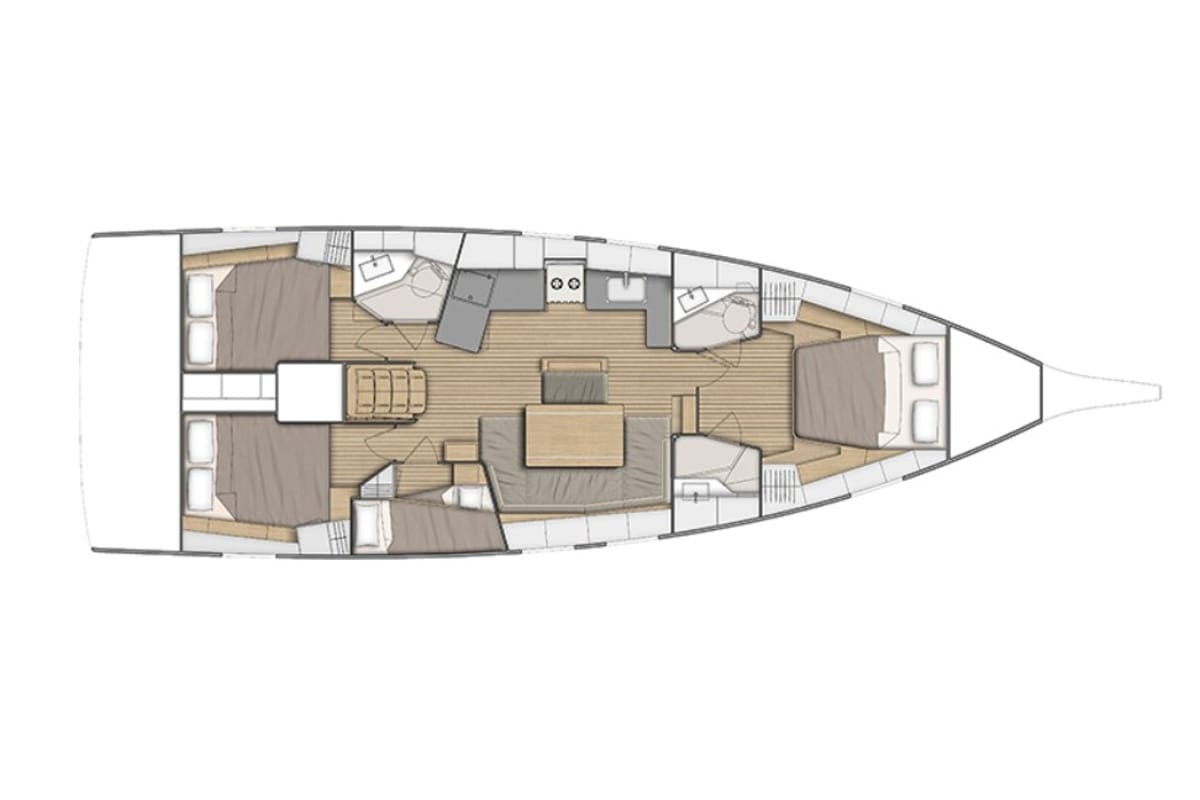 Floor plan of Calliope, a Beneteau Oceanis 46.1 sailboat at Rosignano Solvay, Italy
