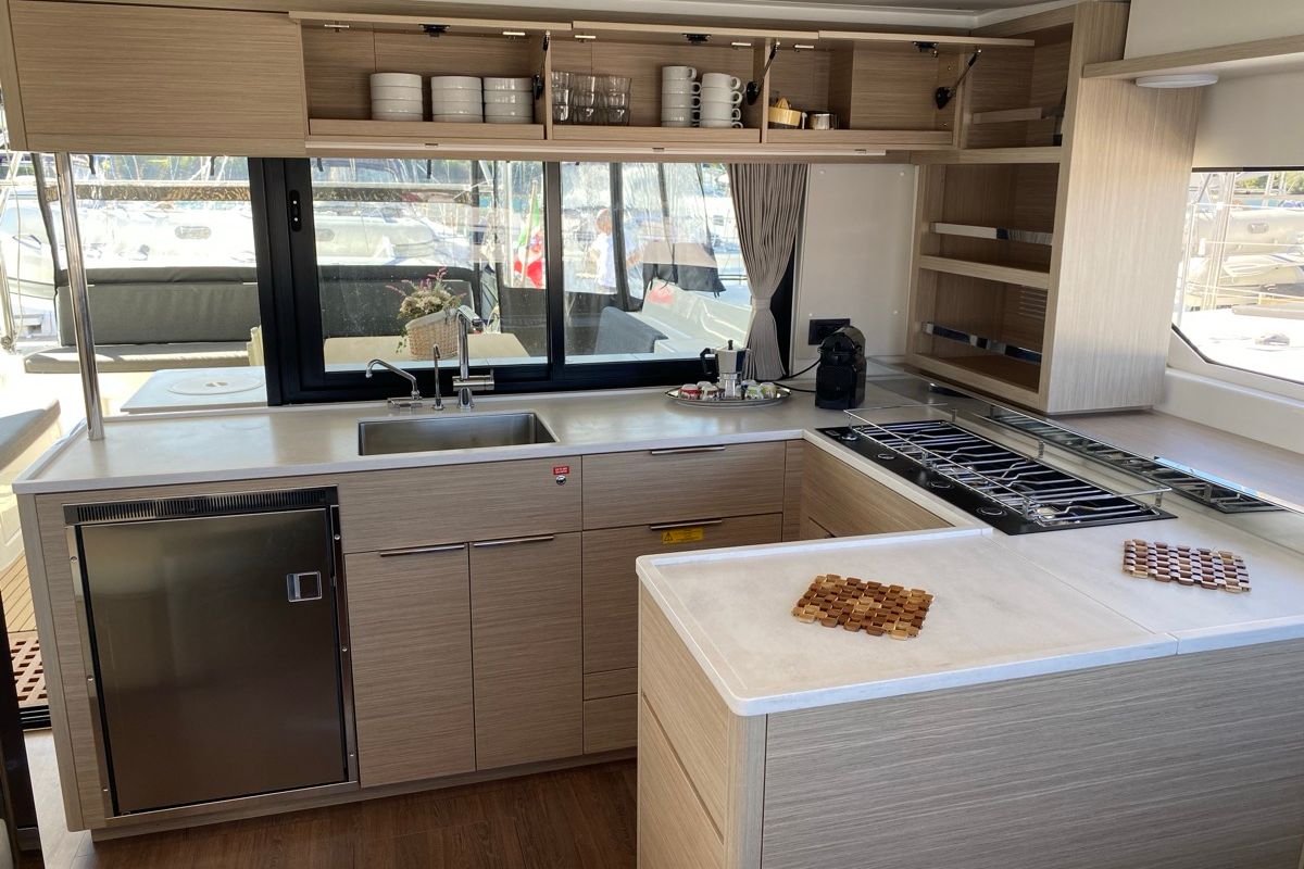 Galley of Hercules, a Lagoon 46 catamaran at Olbia, Italy