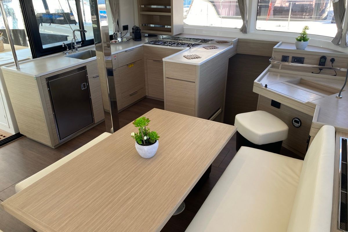 Salon of Hercules, a Lagoon 46 catamaran at Olbia, Italy