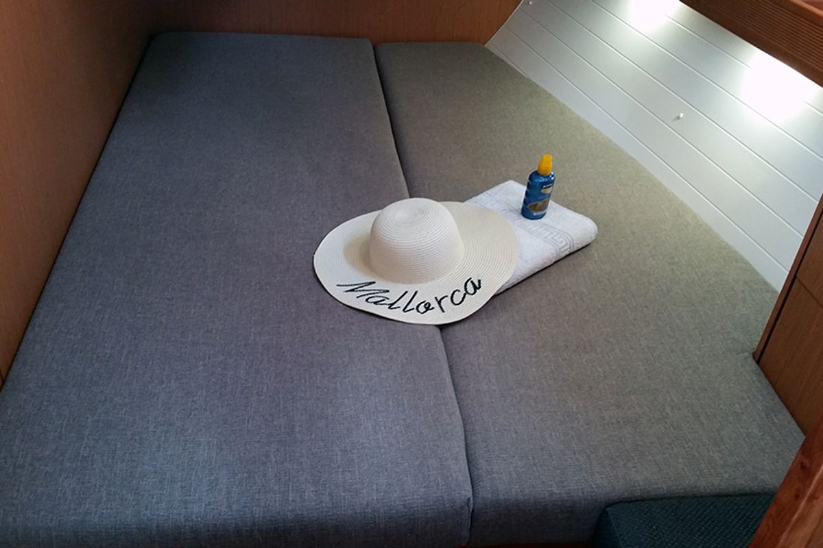 Cabin on Quantum, a Bavaria Cruiser 50 sailboat at Llucmajor, Spain