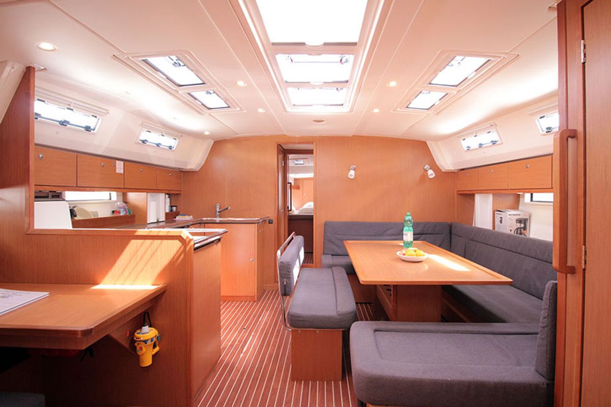 Salon of Quantum, a Bavaria Cruiser 50 sailboat at Llucmajor, Spain