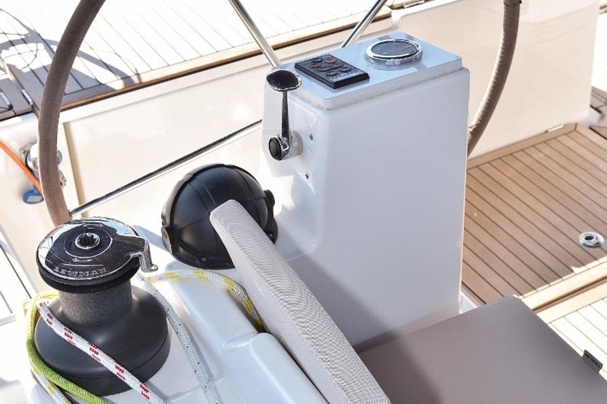 Cockpit of NADINE, a Bavaria Cruiser 45 sailboat at Općina Sukošan, Croatia