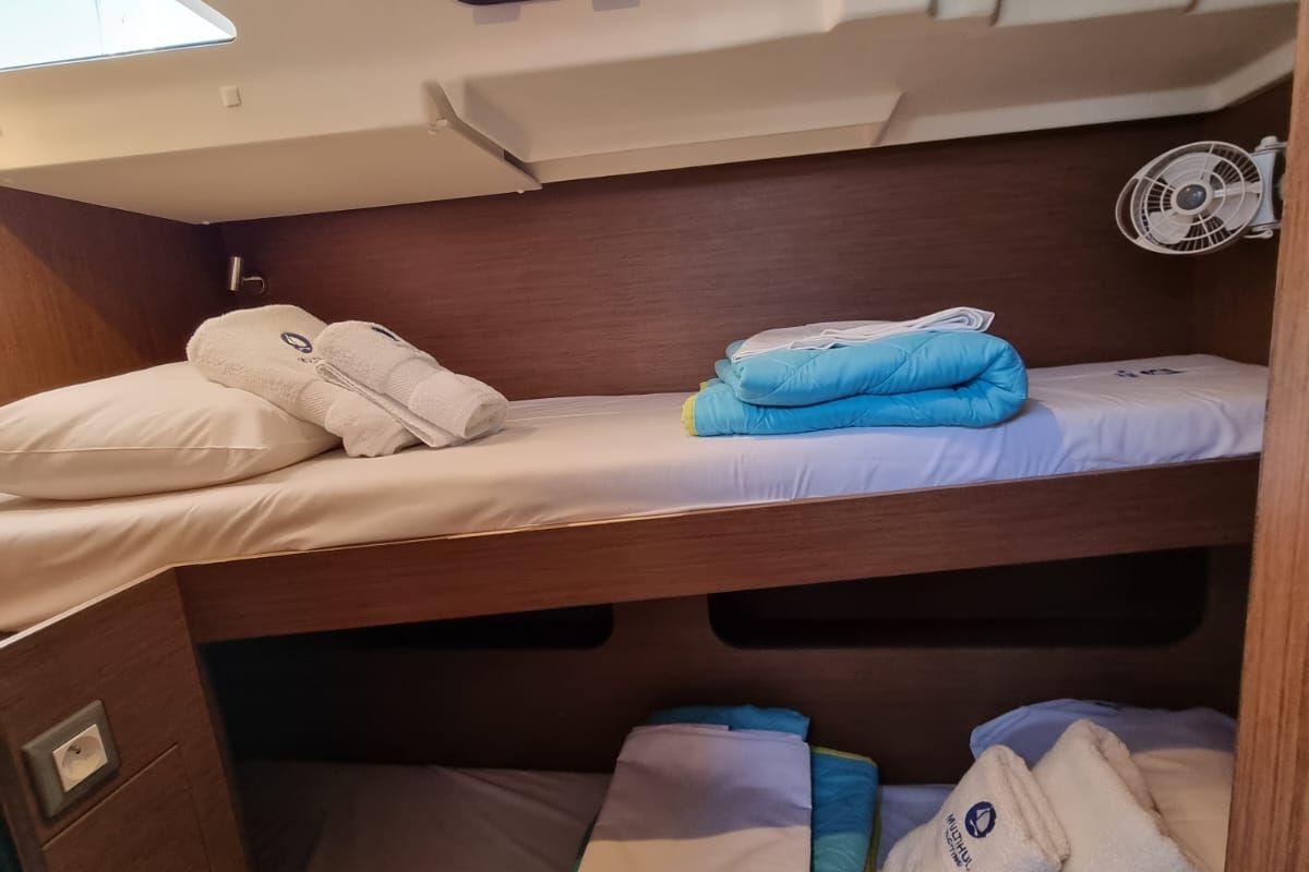 Cabin on Tsuki, a Beneteau Oceanis 51.1 sailboat at Lavreotiki Municipal Unit, Greece