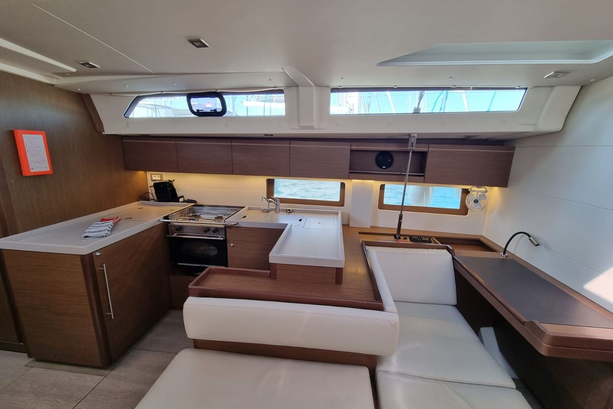 Head on Tsuki, a Beneteau Oceanis 51.1 sailboat at Lavreotiki Municipal Unit, Greece