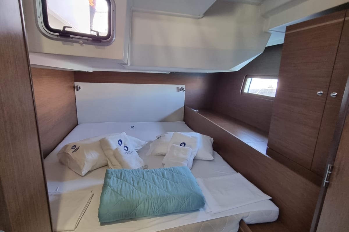 Deck of Tsuki, a Beneteau Oceanis 51.1 sailboat at Lavreotiki Municipal Unit, Greece
