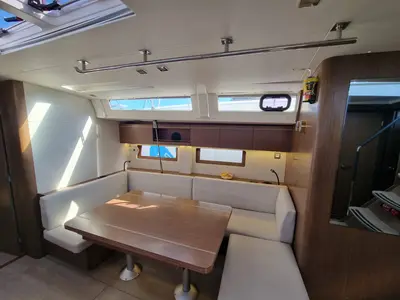 Salon of Tsuki, a Beneteau Oceanis 51.1 sailboat at Lavreotiki Municipal Unit, Greece