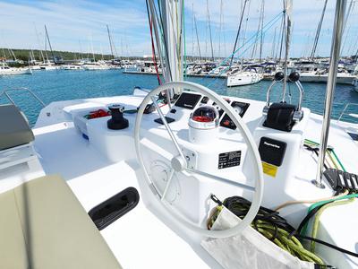 Cockpit of Playtime - OW, a Bali Catspace OW catamaran at Općina Sukošan, Croatia