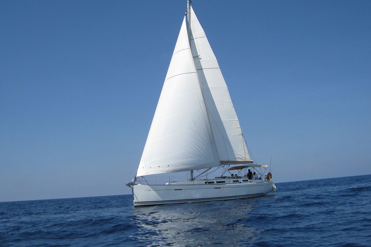 Exterior view of Trinquette, a Dufour 425 GL sailboat at Toulon, France