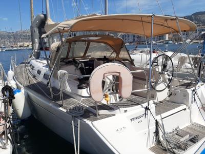 Cockpit of Trinquette, a Dufour 425 GL sailboat at Toulon, France