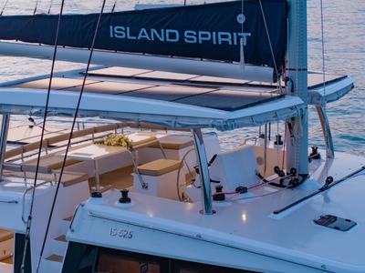 Cockpit of Electric E-Motion, a Island Spirit Yachts Island Spirit 525E catamaran at Mai Khao, Thailand