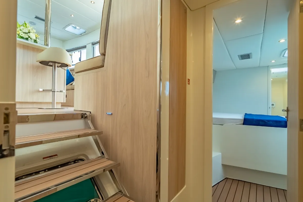 Salon of Electric E-Motion, a Island Spirit Yachts Island Spirit 525E catamaran at Mai Khao, Thailand