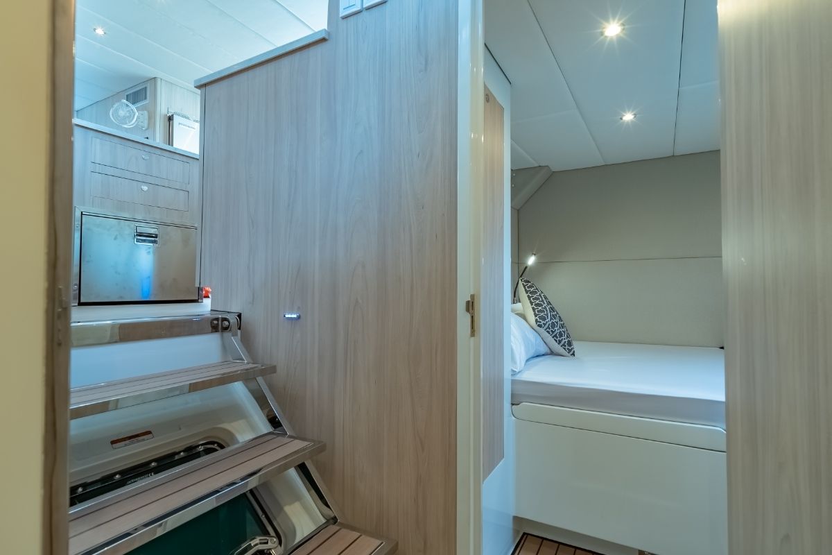 Salon of Electric E-Motion, a Island Spirit Yachts Island Spirit 525E catamaran at Mai Khao, Thailand