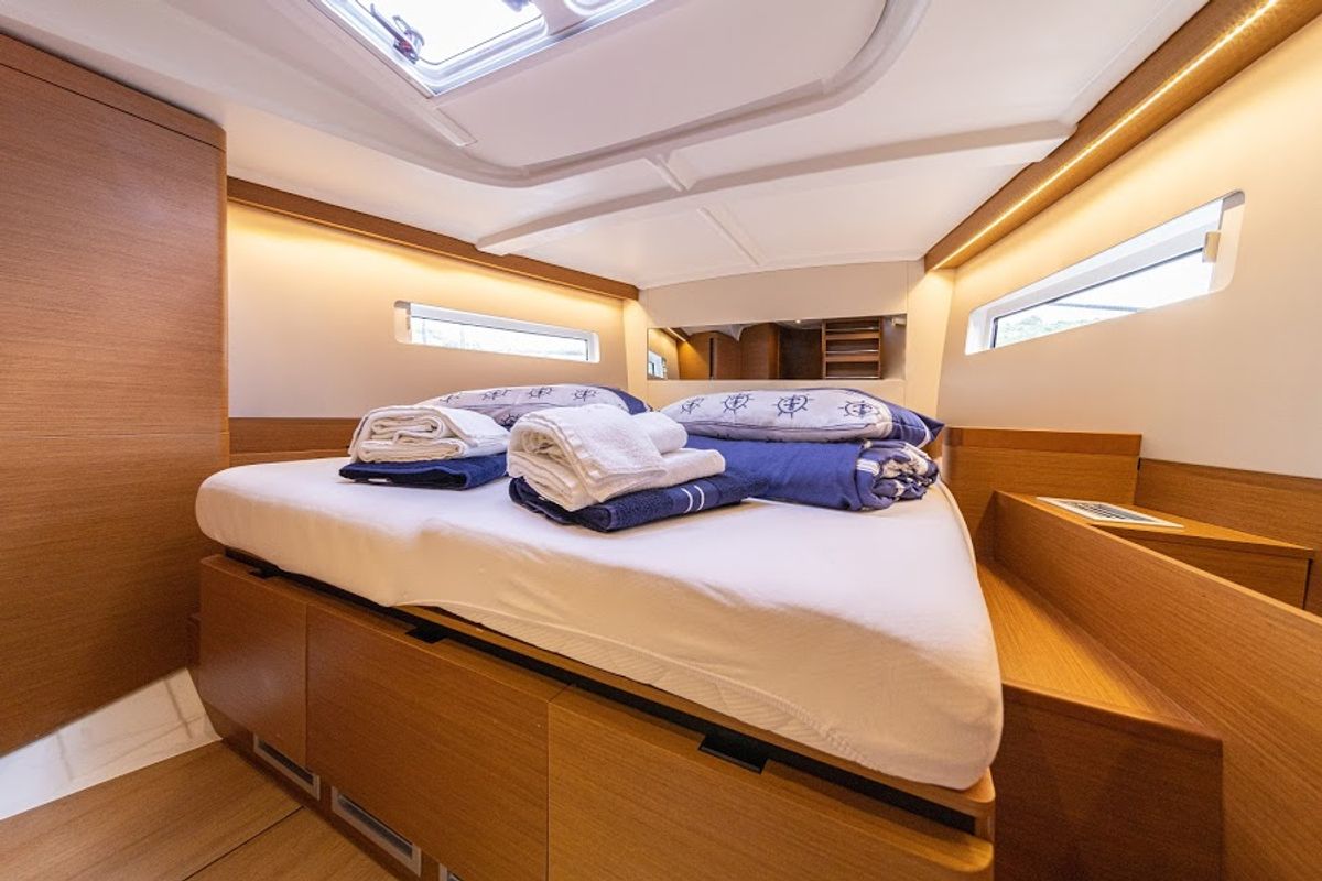 Cabin on Nox, a Dufour 48 Catamaran catamaran at Primošten, Croatia