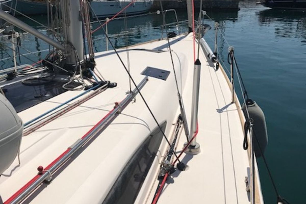 Deck of Daddy's Toy, a AD Boats Salona 44 sailboat at Athens, Greece