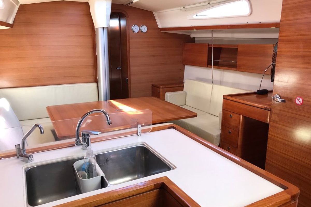 Galley of Daddy's Toy, a AD Boats Salona 44 sailboat at Athens, Greece