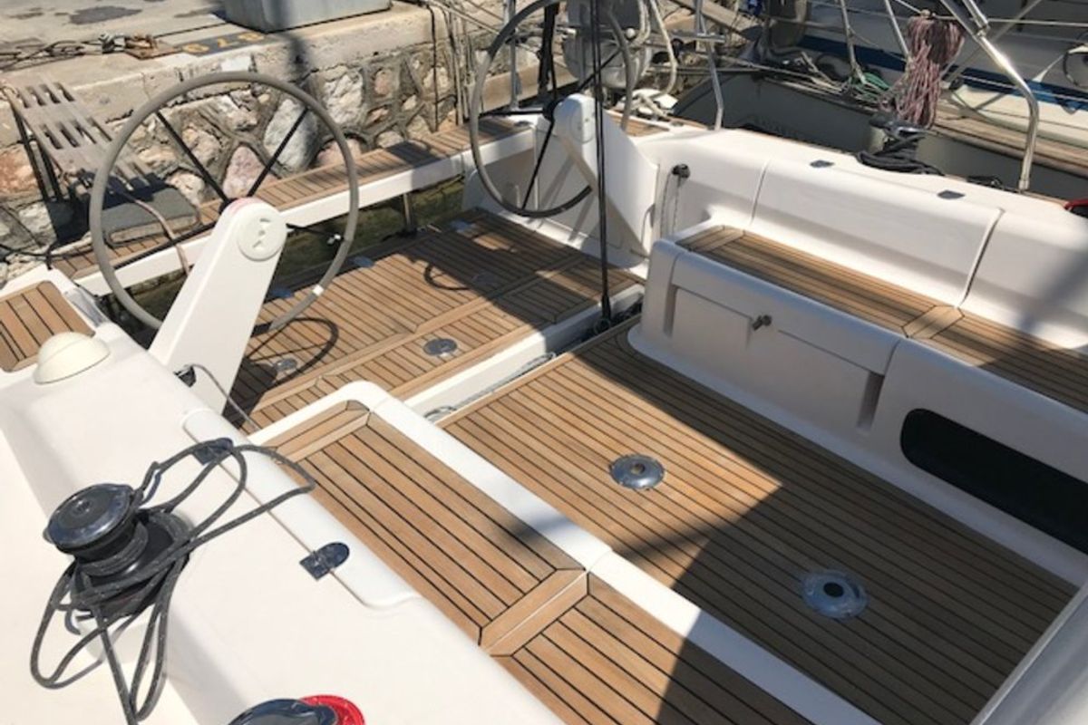 Deck of Daddy's Toy, a AD Boats Salona 44 sailboat at Athens, Greece