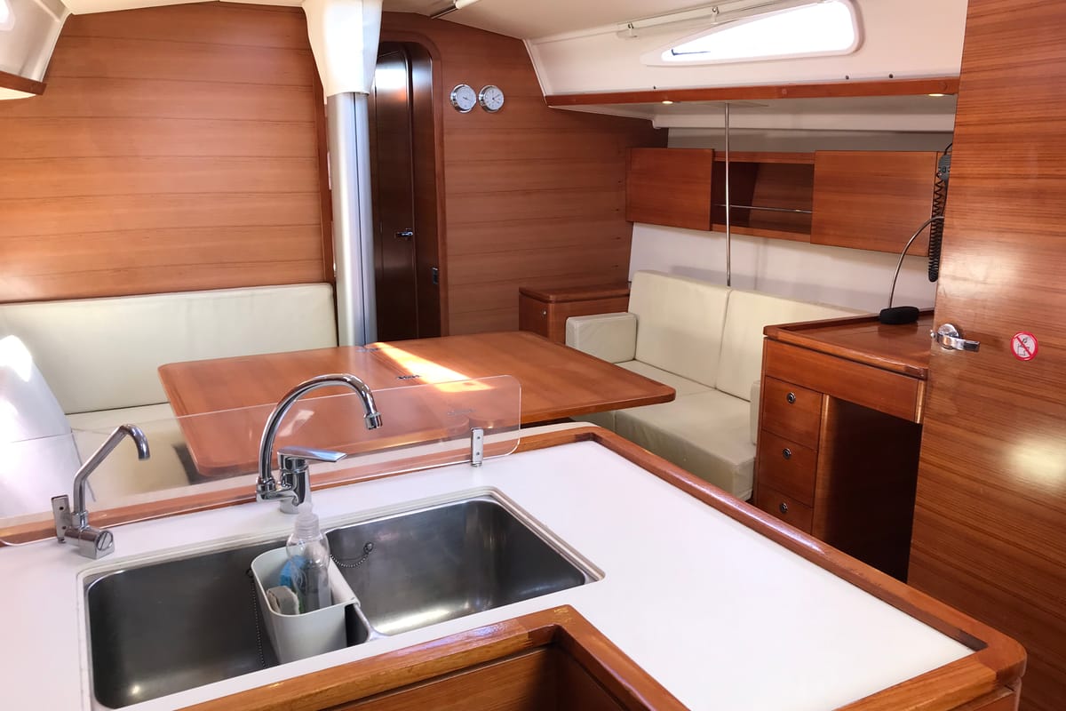 Galley of Daddy's Toy, a AD Boats Salona 44 sailboat at Athens, Greece
