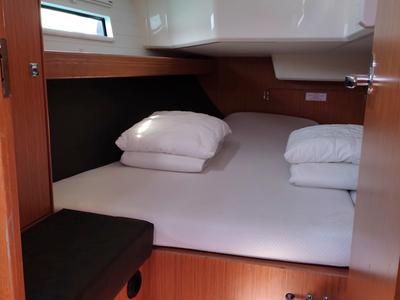 Head on Andrelli, a Bavaria 37 Cruiser sailboat at Kontokali, Greece