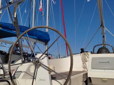 Cockpit of Andrelli, a Bavaria 37 Cruiser sailboat at Kontokali, Greece