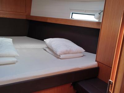 Cabin on Andrelli, a Bavaria 37 Cruiser sailboat at Kontokali, Greece