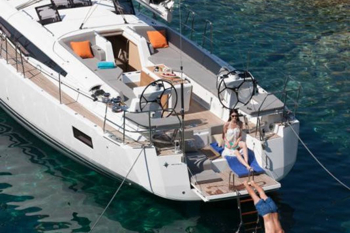 Exterior view of AEGEAN STAR, a Jeanneau 54 sailboat at Athens, Greece