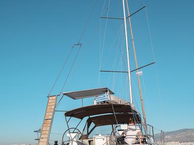 Deck of Kos 46.9, a Beneteau Oceanis 46.1 sailboat at Kos, Greece