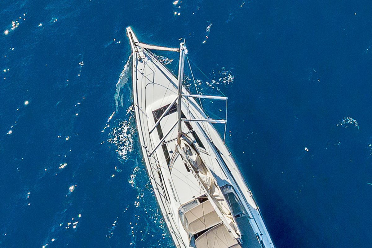Exterior view of Kos 46.9, a Beneteau Oceanis 46.1 sailboat at Kos, Greece