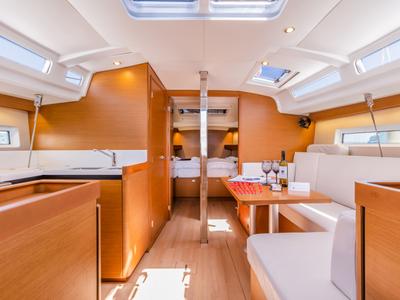 Salon of Armonia, a Jeanneau Sun Odyssey 440 sailboat at Municipal Unit of Ellomenos, Greece