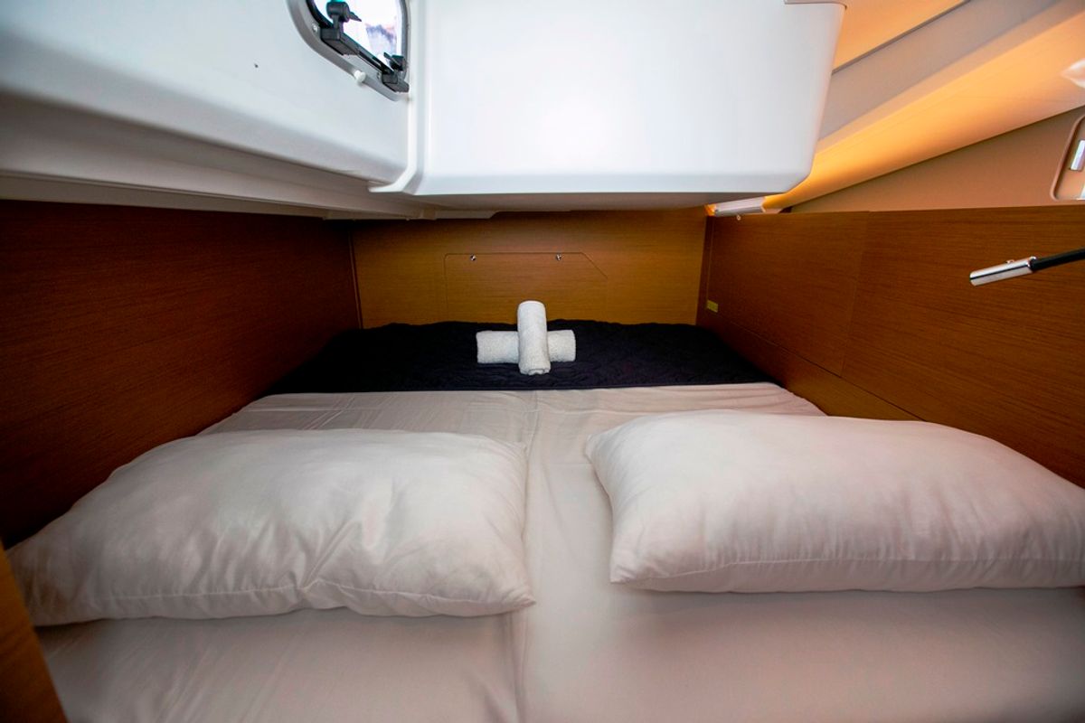 Cabin on Armonia, a Jeanneau Sun Odyssey 440 sailboat at Municipal Unit of Ellomenos, Greece