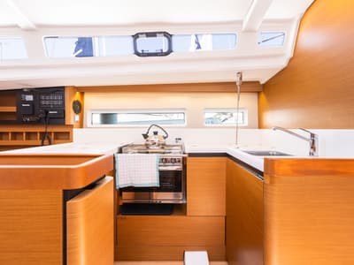 Galley of Armonia, a Jeanneau Sun Odyssey 440 sailboat at Municipal Unit of Ellomenos, Greece
