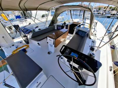 Cockpit of Reel Love, a Dufour 41 sailboat at Grad Vodice, Croatia