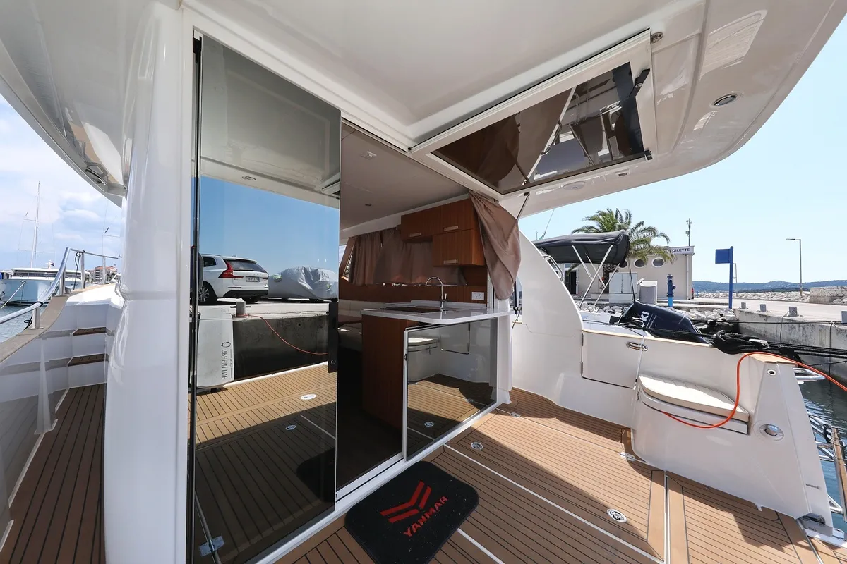 Deck of Mozart, a Greenline 33 yacht at Pirovac, Croatia