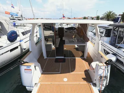 Deck of Mozart, a Greenline 33 yacht at Pirovac, Croatia