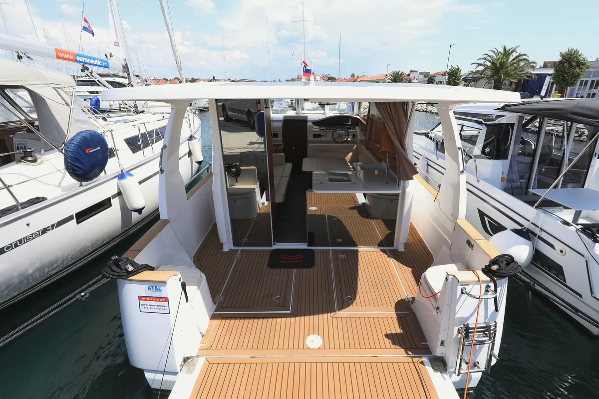 Deck of Mozart, a Greenline 33 yacht at Pirovac, Croatia