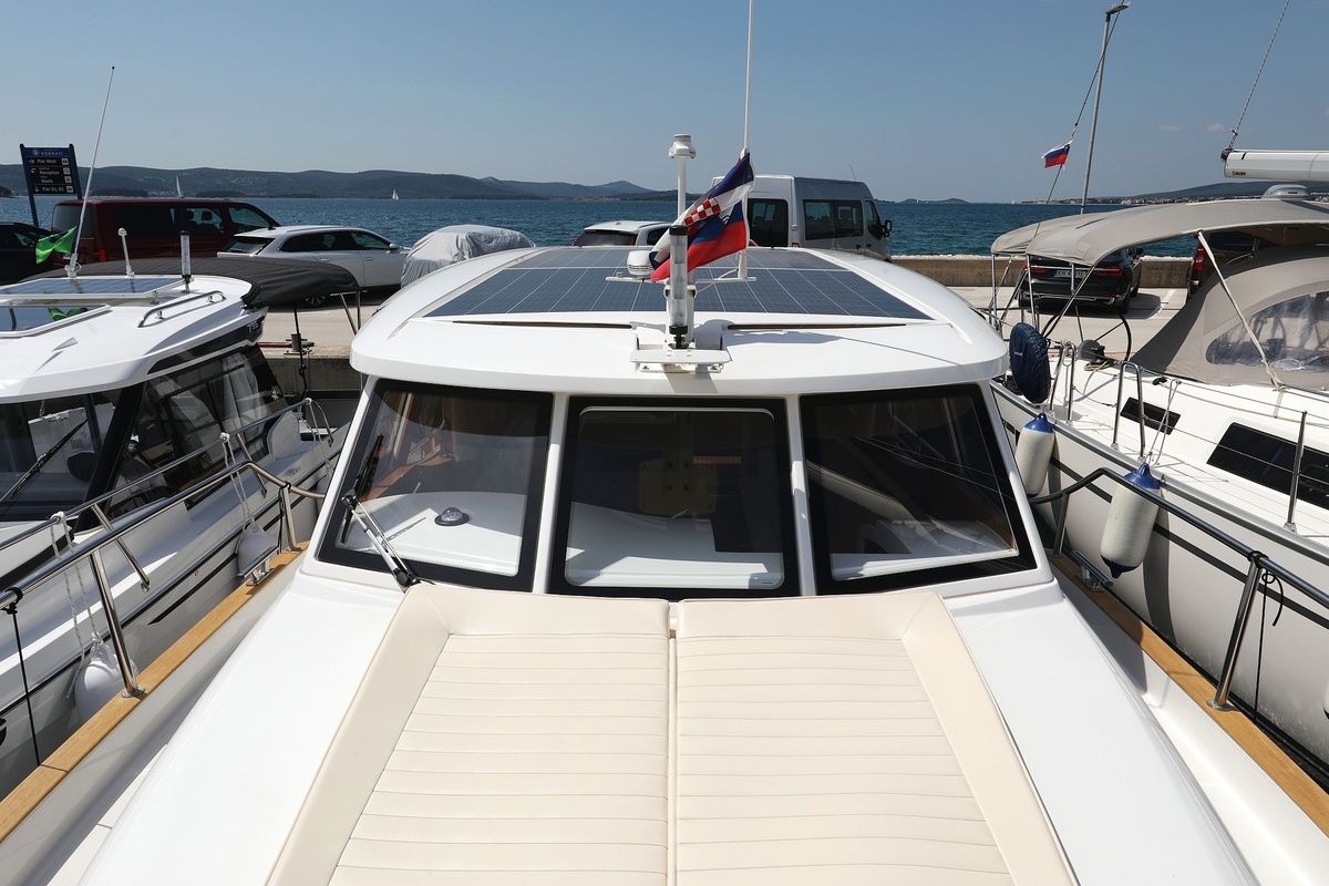 Deck of Mozart, a Greenline 33 yacht at Pirovac, Croatia