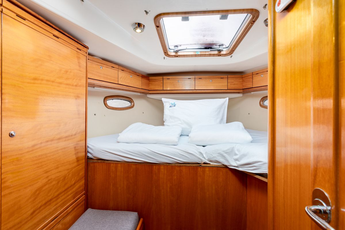 Cabin on Angelina, a Bavaria 50 Cruiser sailboat at Punat, Croatia
