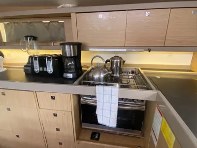 Galley of Marty J, a Beneteau Oceanis 48 sailboat at Road Town, British Virgin Islands