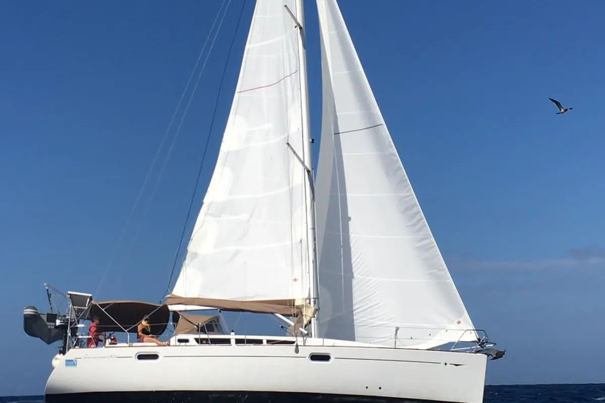 Exterior view of No Mad, a Jeanneau Sun Odyssey 42 i sailboat at Alameda, United States