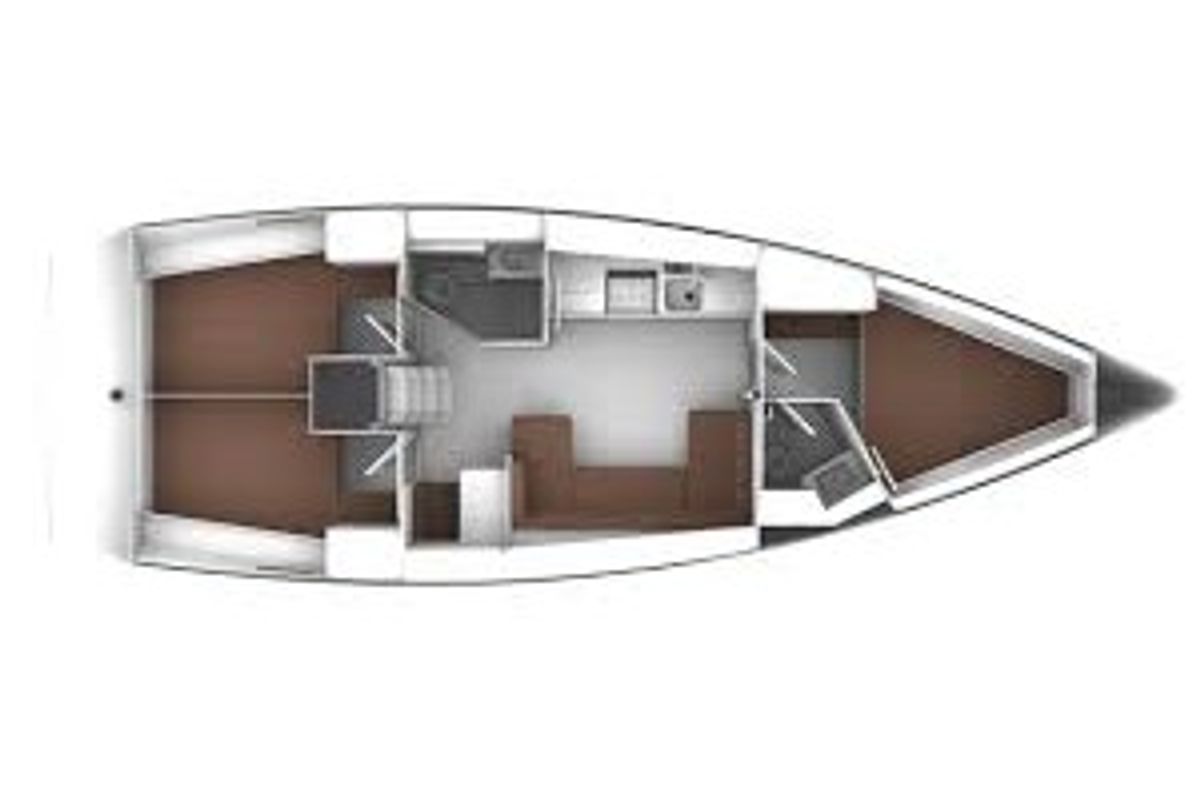 Floor plan of S/Y Alisahni, a Bavaria Cruiser 41 sailboat at Preveza, Greece